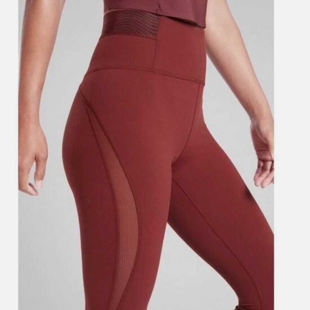 Athleta Aura Heel Tight Maple Red High Waisted Pants Powervita Women's XS - Picture 2 of 11